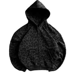 Sudadera con Capucha Personalizada de Alta Calidad, 100% Algodón, 400 g/m², Estampado Gráfico de Leopardo y Guepardo, con Cremallera, para Hombre - Product Image 1