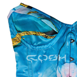 Corsé de moda multicolor con estampado de mármol, de satén, con varillas de acero y copas con aros tipo corazón. - Product Image 3