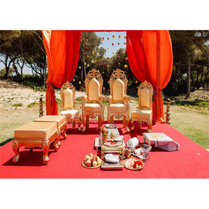 Jardín exterior Ceremonia DE BODA Sillas Mandap Evento DE BODA Sillas Mandap Precio más bajo Sillas de madera Mandap Vidhi Conjunto tradicional - Product Image 1