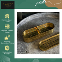 Boîte à encens rectangulaire en laiton avec finition dorée de luxe, de la meilleure qualité, pour brûleur d'aromathérapie, fournie par un exportateur en gros