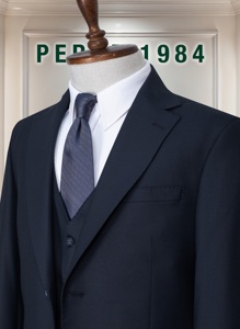 Costume d'affaires en laine bleu marine pour homme, simple boutonnage, col à revers, coupe droite, infroissable, style britannique, tenue formelle - Product Image 6