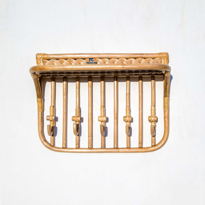 Natural Hanging Shelf Natural Rattan Storage Organization Handmade Shelves Living Room Home Decor - Product Image 4