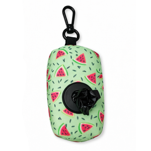 Porte-sacs à déjections canines à motif pastèque, distributeur de sacs à déchets en néoprène durable avec clip métallique - Product Image 1