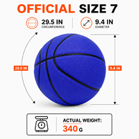 Balón de Baloncesto de Espuma PU para Jugar en Interiores, Tamaño 7, 29.5 Pulgadas, 340g, Suave al Tacto, Bajo Ruido, con Logotipo Personalizado de Fábrica OEM