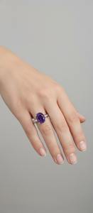 แหวนเงินแท้ 925 รูปไข่ประดับอเมทิสต์ งานแฮนด์เมด ดีไซน์มินิมอล สำหรับงานหมั้น งานแต่งงาน ของขวัญคริสเตียน ประดับเพชรแบบหนามเตย เหมาะสำหรับเดือนกุมภาพันธ์ - Product Image 4