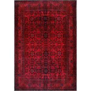 Alfombra de Área de Diseño Geométrico Oriental Tradicional Lavable a Máquina RW1001 de Rugs Depot con Patrón Afgano Rojo para Sala de Estar - Product Image 1