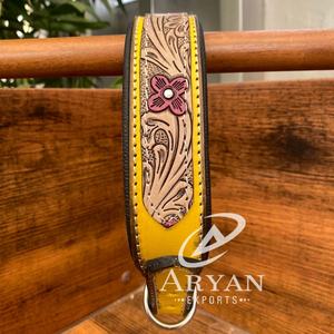 Best Selling Pet Supplies Products 2024 <b>Padded</b> Genuine Leather Dog Collars Handmade Luxury Tooled Leather Adjustable Pet Collars - Product Image 1