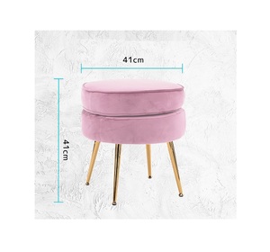 Métal doré avec velours marron Tabouret en métal motif daim Pouf intérieur moderne en velours Meubles de salon Décoration intérieure - Product Image 6