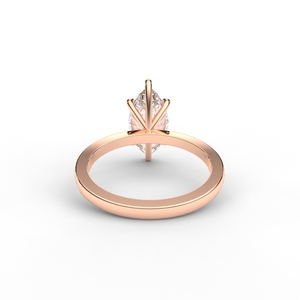 IGI Certified Marquise Cut Lab Grown Diamond Solitaire Engagement <b>Ring</b> in 14K Rose / White & Yellow Gold - Product Image 3