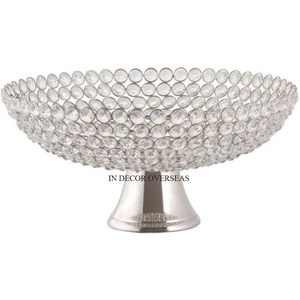 Corbeille de fruits et de pain d'Inde à un prix impressionnant en métal poli argenté et brillant de forme ronde - Product Image 3