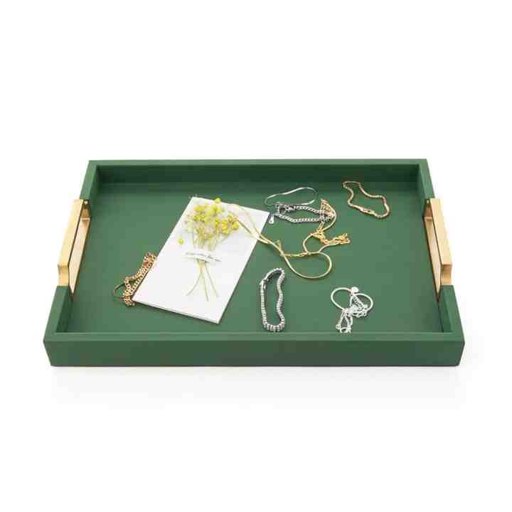 Wholesale Handmade Rectangular Bamboo Serving Tray Luxury With Metal Handles and Lather Finished Wood Breakfast Tray for Food