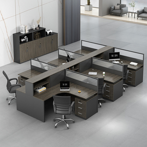 Nordic Modular Eco Friendly Commercial <b>Office</b> Desks Wooden Panel Cubicle Workstation Metal Glass Partition Home School Use Emplo - Product Image 1