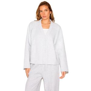 <b>Women</b> Fleece Button <b>Cardigan</b> Sweatshirt Long Sleeve OEM ODM Factory Supply Custom Label Bulk Fashion Wear Wholesale - Product Image 5