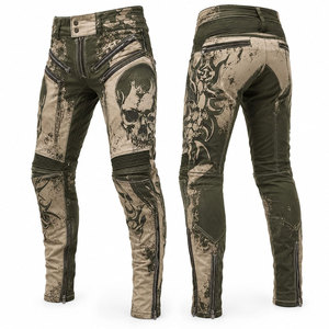 Men's White Blue Orange Motorcycle Racing Pants With Knee <b>Pads</b> Sublimation Print Breathable All Seasons - Product Image 4
