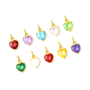 Ensemble de breloques en pierre de naissance à facettes en forme de coeur plaqué argent pendentif en pierres précieuses breloque faite à la main pour la fabrication de bijoux - Product Image 3