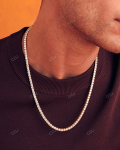 สร้อยคอสำหรับผู้ชายผู้หญิงสร้อยคอเทนนิสทำจากหินมอยส์ซาไนต์ขนาด4มม. ทำจากหิน24นิ้ว - Product Image 5