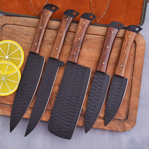 Juego de Cuchillos de Chef con Recubrimiento de Polvo Negro y Mango de Madera, Hoja de Acero al Carbono para Cocina, Servicio OEM, Gran Venta - Product Image 1