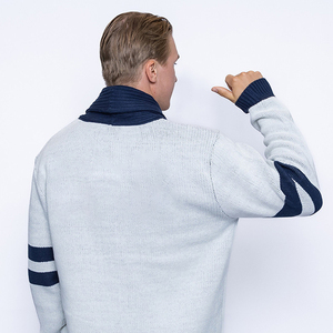 Top Quality Custom Men's Florida Varsity Striped Cotton Knit <b>Cardigan</b> V Neck Winter Logo Embroidered Sweater Button Appliques - Product Image 4