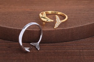 Genuino 925 plata esterlina delfín CZ Pave anillo minimalista ligero fino Vintage oro Vermeil mujeres anillo fino joyería regalo - Product Image 4