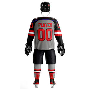 ชุดยูนิฟอร์มฮอกกี้น้ำแข็ง โพลีเอสเตอร์ 100% ระบายอากาศ กันน้ำ รุ่นล่าสุด สำหรับผู้ใหญ่ รับผลิตแบบ OEM บริการสั่งทำตามแบบ พร้อมปักชื่อทีม - Product Image 6