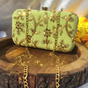 Bolso de mano de novia bordado étnico indio, bolso de noche para boda y fiesta, cadena para Navidad, Halloween, ocasiones de Año Nuevo - Product Image 1