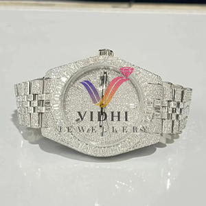 Đồng hồ thể thao nam sang trọng vidhi gia chứng nhận đá quyến rũ với mặt số silicon tương tự vvs moissanite đầy đủ tùy chỉnh thủy tinh vàng trắng - Product Image 5