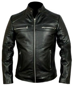 Men's New Fashion Slim Fit Bomber Jacket Genuine Leather with <b>Canvas</b> Reasonable Price <b>Large</b> Size Front Logo Positioned - Product Image 1