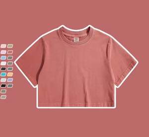 Venta al por mayor a granel logotipo personalizado impresión algodón 200 gramos camisetas ácido lavado Crop camiseta para niñas - Product Image 4