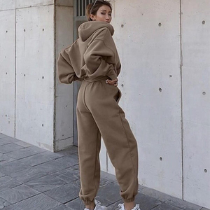 Nouveau unisexe lavage à l'acide sweats à capuche ensembles survêtement pour femmes ample et loisirs sweat à capuche sweat ensemble impression personnalisée Logo survêtement - Product Image 3