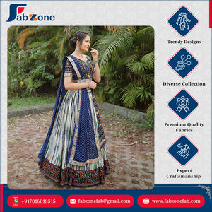 ผ้าฝ้ายเย็บเต็มตัวสีฟ้ารอยัลแบบดั้งเดิมคุณภาพระดับพรีเมี่ยมสามารถแนบ lehenga choli กับ dupatta สำหรับงานแต่งงาน - Product Image 4