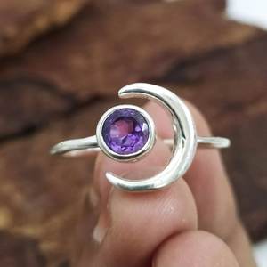 Forma De Luna piedra amatista 925 plata esterlina mujer chica aniversario cumpleaños Día de San Valentín regalo joyería de moda al por mayor a granel - Product Image 3