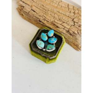 <b>Adjustable</b> Navajo-Made Fine Jewelry Cluster <b>Ring</b> with Multi Turquoise Sterling Silver Everyday Wear Statement <b>Ring</b> Natural Stone - Product Image 3