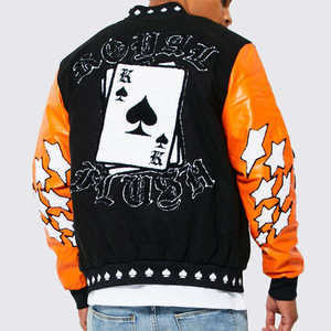 Chaqueta Varsity de Invierno para Hombre, de Lana, con Mangas de Cuero y Parches Bordados de Chenilla de Lujo, Estilo Urbano - Product Image 2