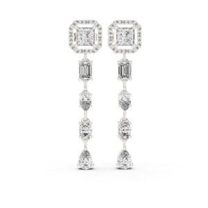 Pendientes colgantes de moissanita con corte princesa de 2.81 TCW, plata de ley 925, joyería fina para novias, pendientes colgantes para mujer, venta al por mayor - Product Image 1