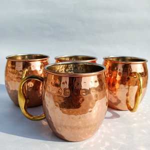 Moscow Mule Mug Cuivre pur avec poignée en laiton 100% Solide 301-400ml Fabriqué à la main Minimaliste Portable Réutilisable - Product Image 2