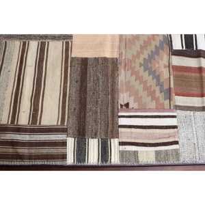 Vintage Rug, Accent 2.6x6.3 ft Turkish Rug, <b>Brown</b> Camouflage <b>Wool</b> Rug - Product Image 4