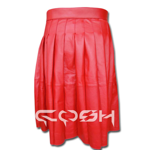 Fournisseur de kilts en cuir rouge de qualité supérieure à forte demande, polyvalent et durable, plissé pour le travail et les vêtements décontractés du Pakistan - Product Image 5