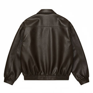 Nouvelle Veste Courte Noire Zippée en Similicuir Tissé Anti-Plis de Haute Qualité pour Femme, Modèle Élégant, avec Logo Personnalisé, Collection 2026 – Vente en Gros - Product Image 4