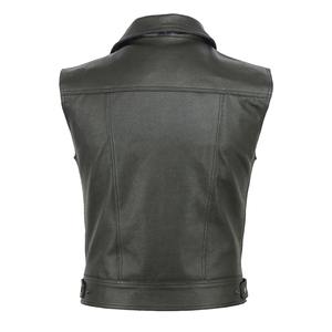 Men's Punk Style Leather Vest with <b>Stand</b> Collar Sleeveless Zipper Drawstring Hem Casual High Street Fashion for Motorcycle Fleet - Product Image 2
