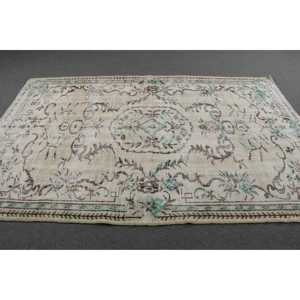 พรมวินเทจขนาด 5.6x8.7 ฟุต ลายดอกไม้สีน้ำเงิน พรมขนสัตว์ตุรกี - Product Image 3