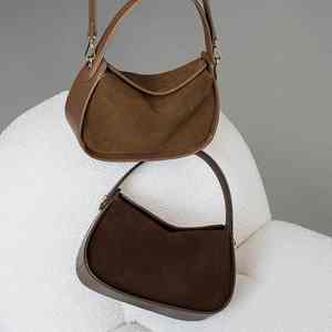 Bolsos de cuero genuino para mujer Cierre de cremallera portátil largo Forro de lino Diseño de gamuza vintage - Product Image 3