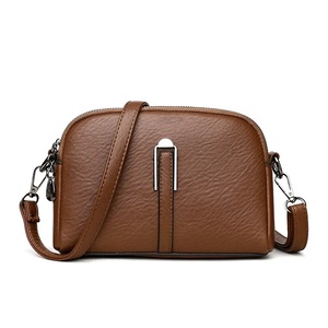 2025 Vintage <b>Crossbody</b> Shoulder <b>Bag</b> for Women Genuine Leather Shiny Solid Color Casual Fashion Zipper Button - Product Image 4