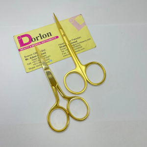 Ciseaux de manucure en acier inoxydable plaqué or Ciseaux à ongles à cuticules pointus Ciseaux de maquillage incurvés polyvalents droits - Product Image 1