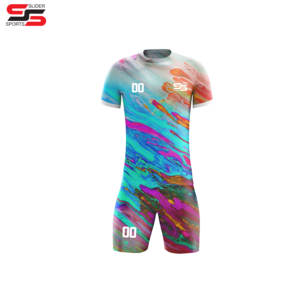 Camiseta de fútbol de manga corta personalizada por sublimación, conjunto de kits de fútbol, camiseta de fútbol Retro, uniforme de fútbol de rayas de media manga - Product Image 3