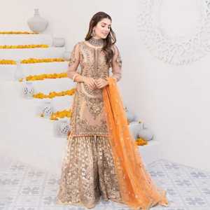 2025 dernier luxe Vintage strass à manches longues chemise Dupatta & Sharara ensembles mariée porter élégant fantaisie robes de soirée - Product Image 1