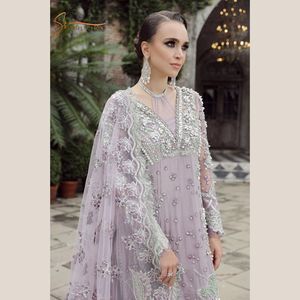 Tenue ethnique pakistanaise Readymade pour femmes Sharara Kurti ensemble avec Dupatta indien Georgette tissu broderie travail mariages - Product Image 5