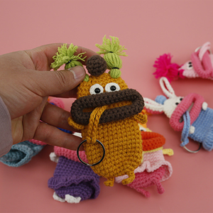 Porte-clés en crochet faits main mignons, étui à clés rétractable en fil à motif bouche <span class=keywords><strong>de</strong></span> saucisse, pochette à monnaie monstre à grande bouche, accessoires <span class=keywords><strong>de</strong></span> sac - Product Image 5