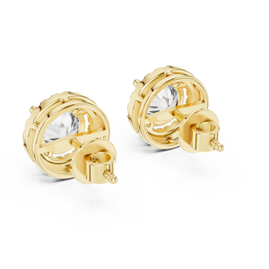 Pendientes Solitario con Diamante Cultivado en Laboratorio de 3 Quilates, Diseño Halo en Oro Sólido de 10K para Joyería de Moda para Exportación - Product Image 2