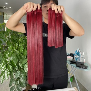 100% cheveux humains vietnamiens os raides faisceaux bordeaux couleur des cheveux avec fermeture brut vietnamien - Product Image 2