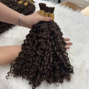 วิกต่อผมมนุษย์แบบหยิกสีน้ำตาลเวียดนามเรียงกันเป็นกลุ่ม - Product Image 3